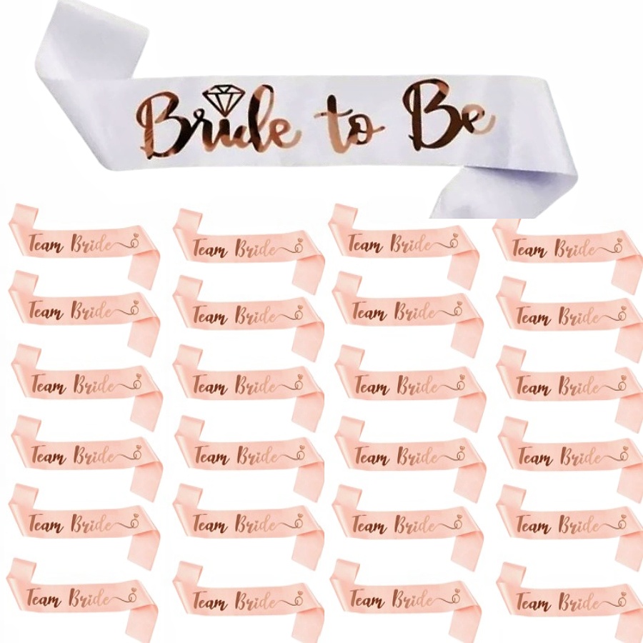 Bride Tribe Sash - 25 قطعة/مجموعة من أحزمة الوردي الذهبي،