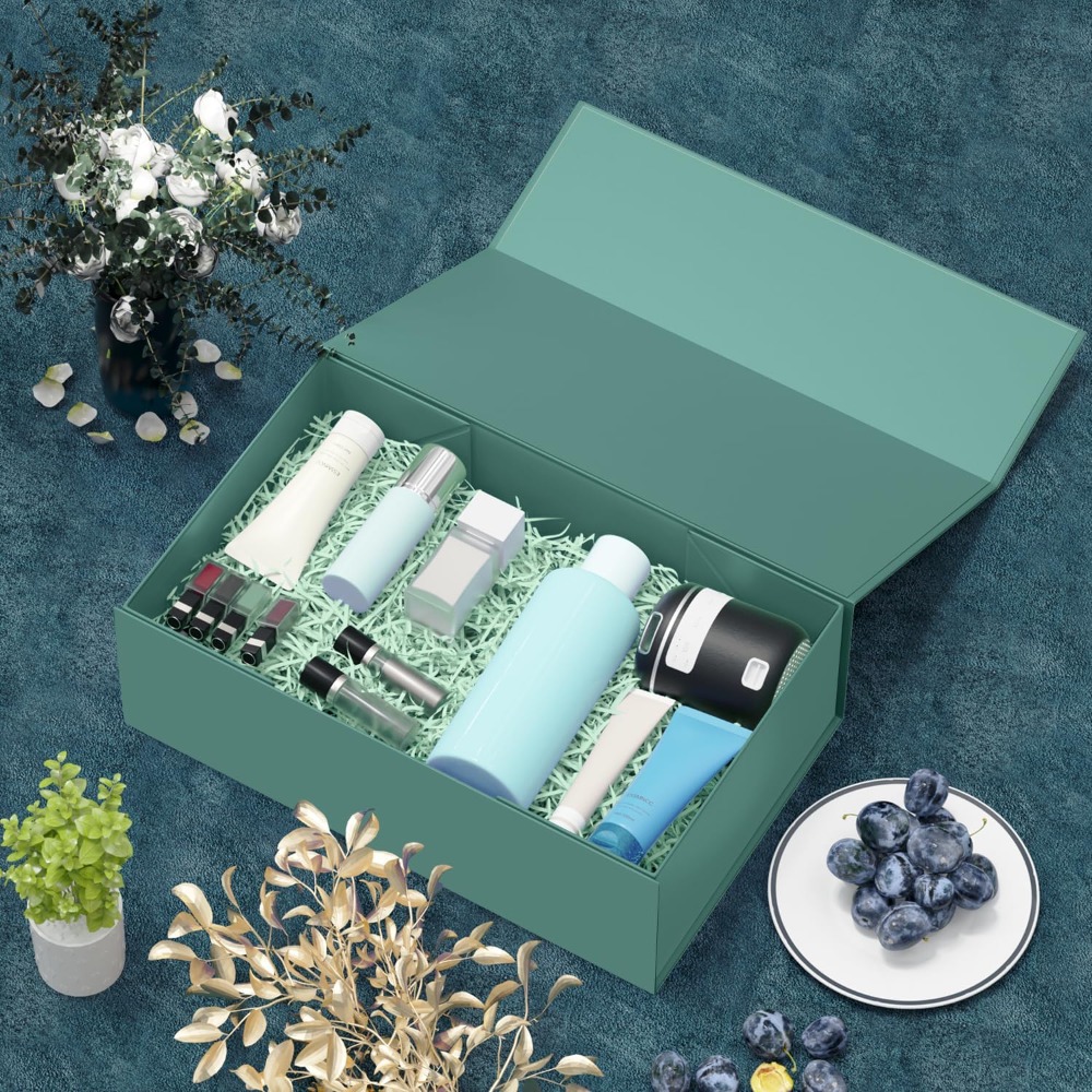 Wedding Packaging - صندوق هدايا أخضر قابل للطي مع