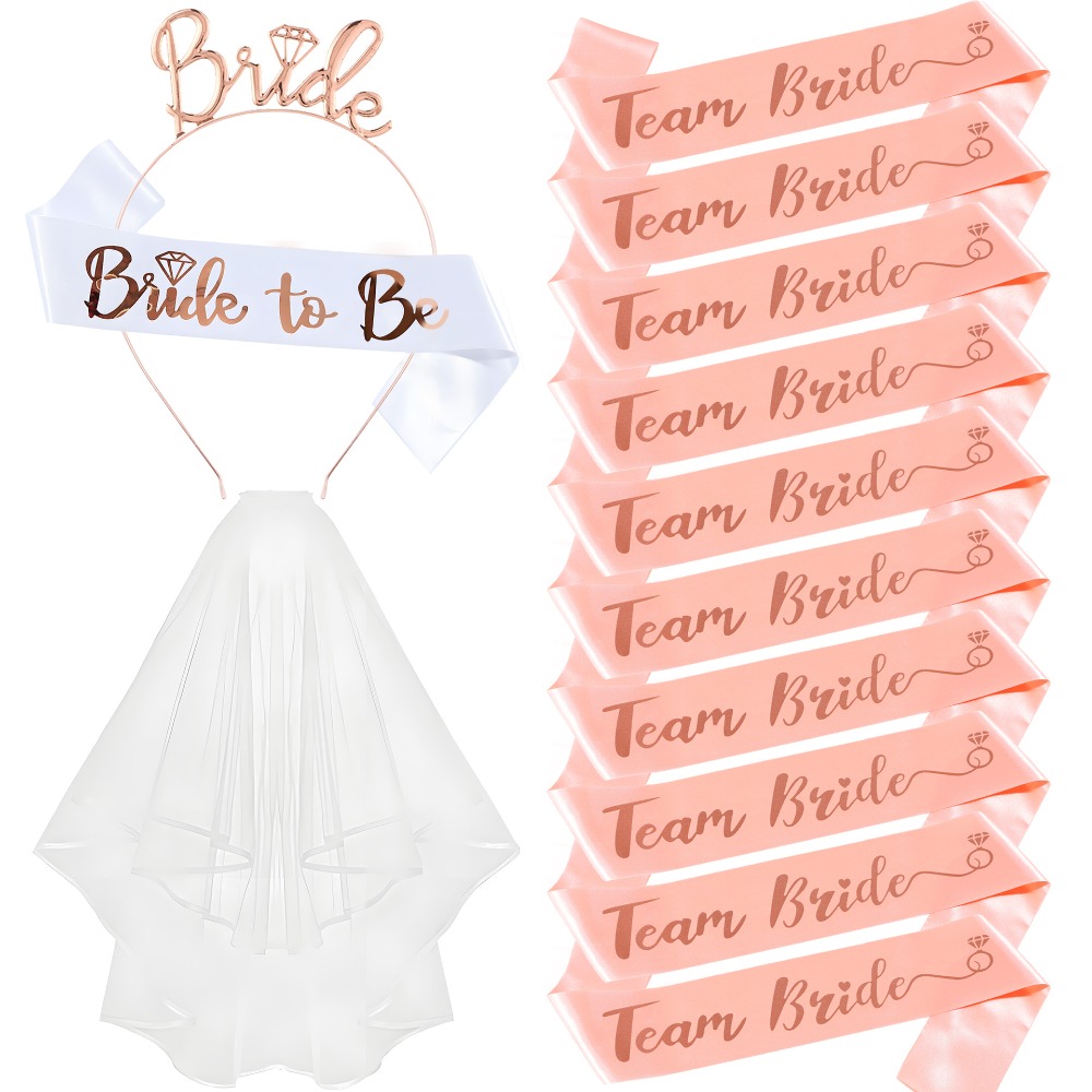 Bride Tribe Sash - مجموعة من 13 قطعة لوازم حفلات