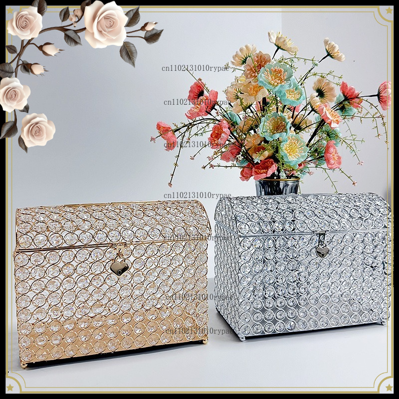 Wedding Supply.Box - صندوق مجوهرات كريستالي، حصالة نقود، صندوق