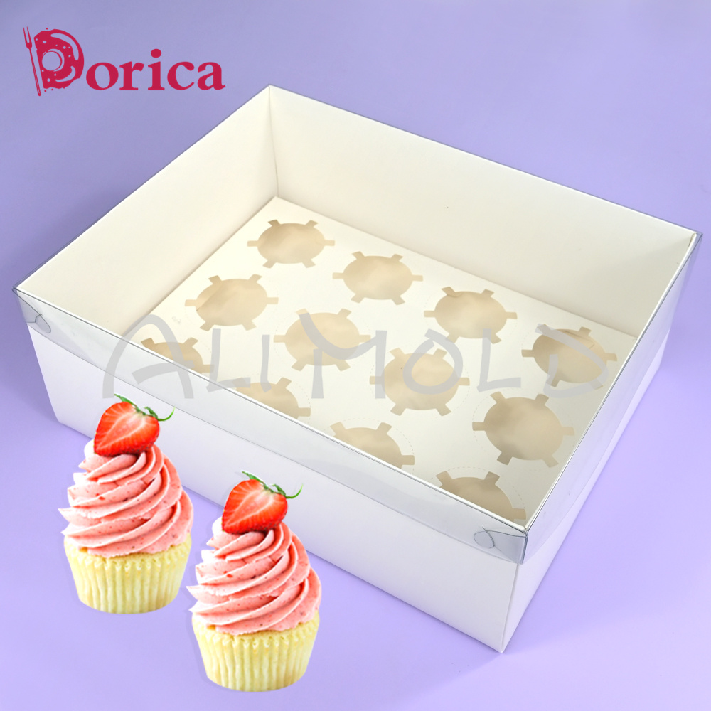 Wedding Supply.Box - علبة كب كيك بغطاء شفاف ،