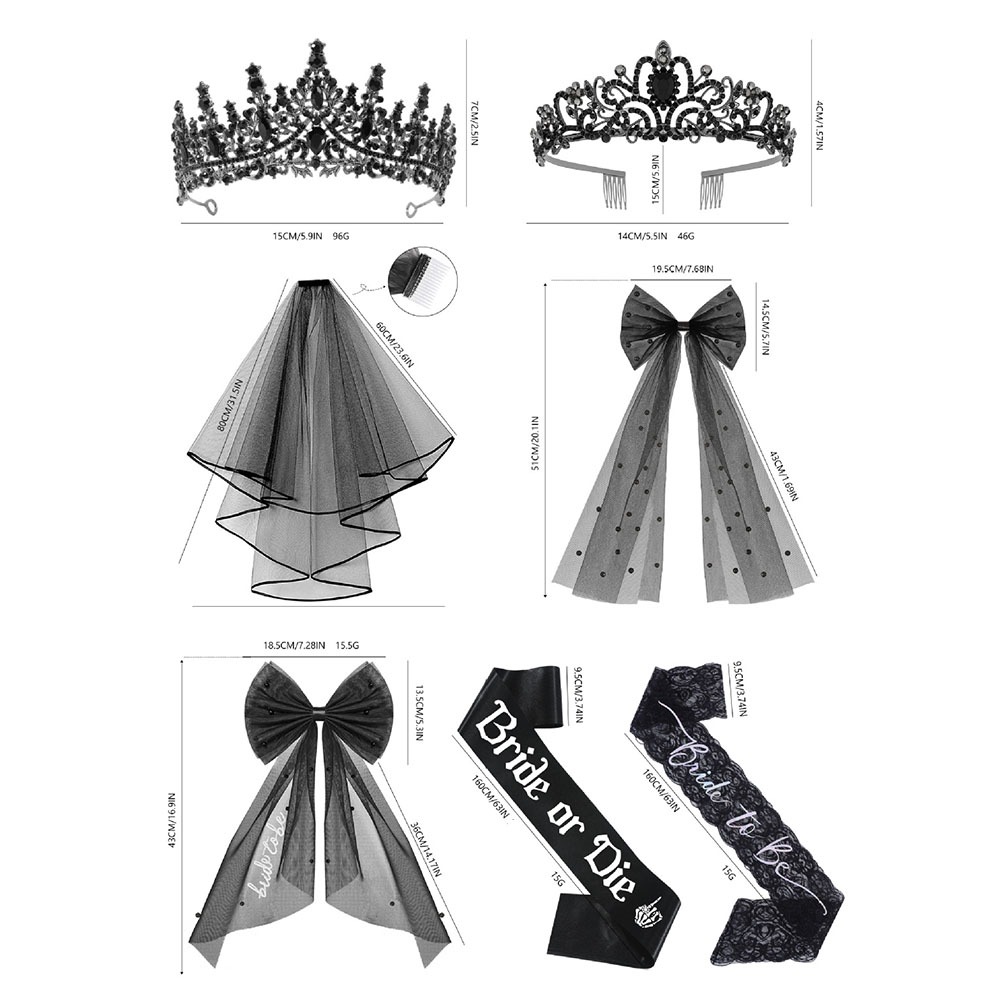 3 قطعة اكسسوارات العازبة السود - مراجعة Bride Tribe Sash وسعره